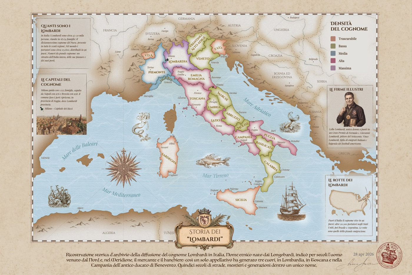 Mappa del Cognome - Ricostruzione storica del tuo cognome, su pergamena
